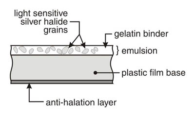 The basic structure of film, depending on the base make-up. It may not always be plastic- while now it is a plastic, it was previously organic (acetate or nitrate) causing its fair share of difficulties in the industry).
